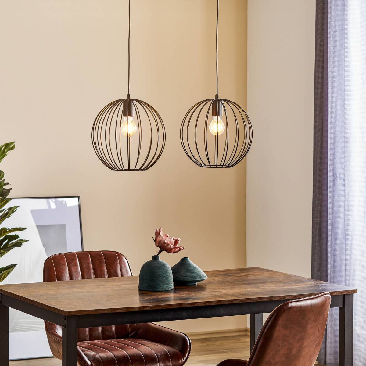 HELAM Hanglamp Cumera 2-lamps lang, Ø kappen 30 cm