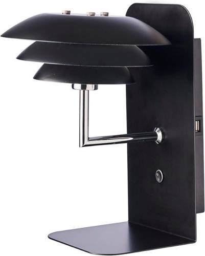 Dyberg Larsen DL20 USB Shelf wandlamp, zwart