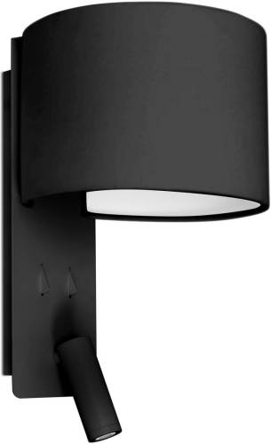 FARO BARCELONA Wandlamp Fold met LED leeslampje, zwart