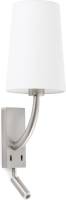 FARO BARCELONA Wandlamp Rem met LED leeslampje, wit/nikkel
