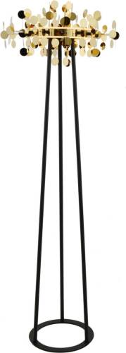 Lucande Glimmo LED vloerlamp, zwart, messing