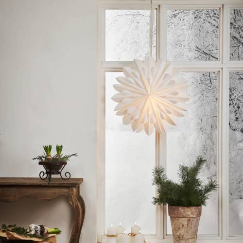 STAR TRADING Decoratie ster Cliff, papier,z. fitting wit Ø 60cm
