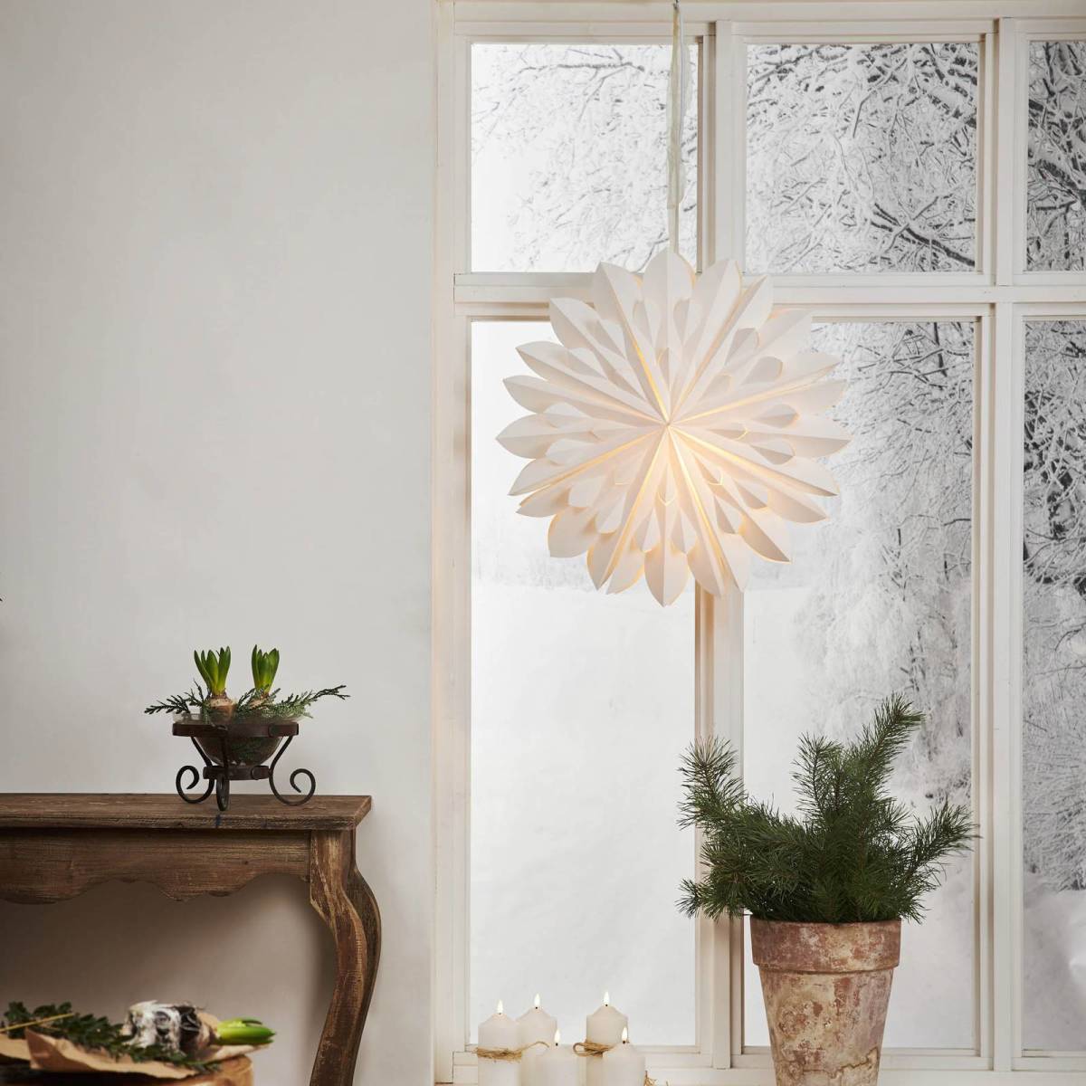 STAR TRADING Decoratie ster Cliff, papier,z. fitting wit Ø 60cm