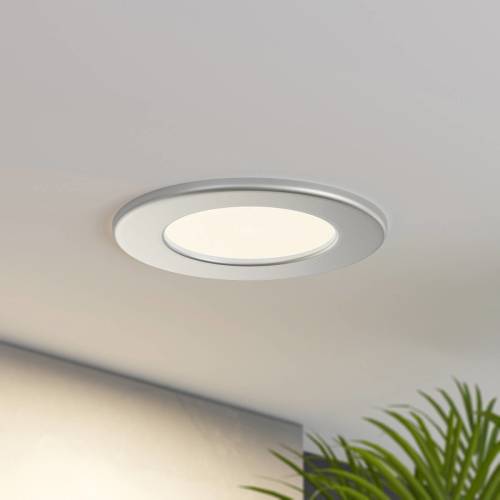 PRIOS Cadance LED inbouwlamp, zilver, 11,5 cm