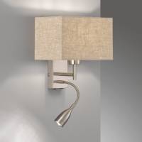 Fischer & Honsel Wandlamp Dream leeslamp, linnen zand/nikkel