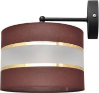 EULUNA Wandlamp Helen dwarsarm stoffen kap bruin-goud