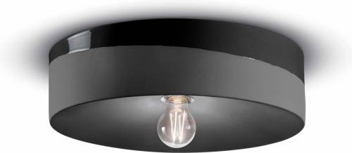 Ferroluce Plafondlamp PI, glanzend/mat, Ø 40 cm, zwart