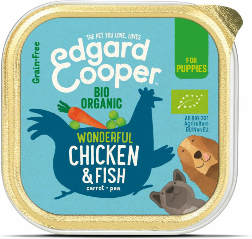 Edgard&Cooper Kuipje Vers Vlees Puppy Bio Kip en Vis 100 gr