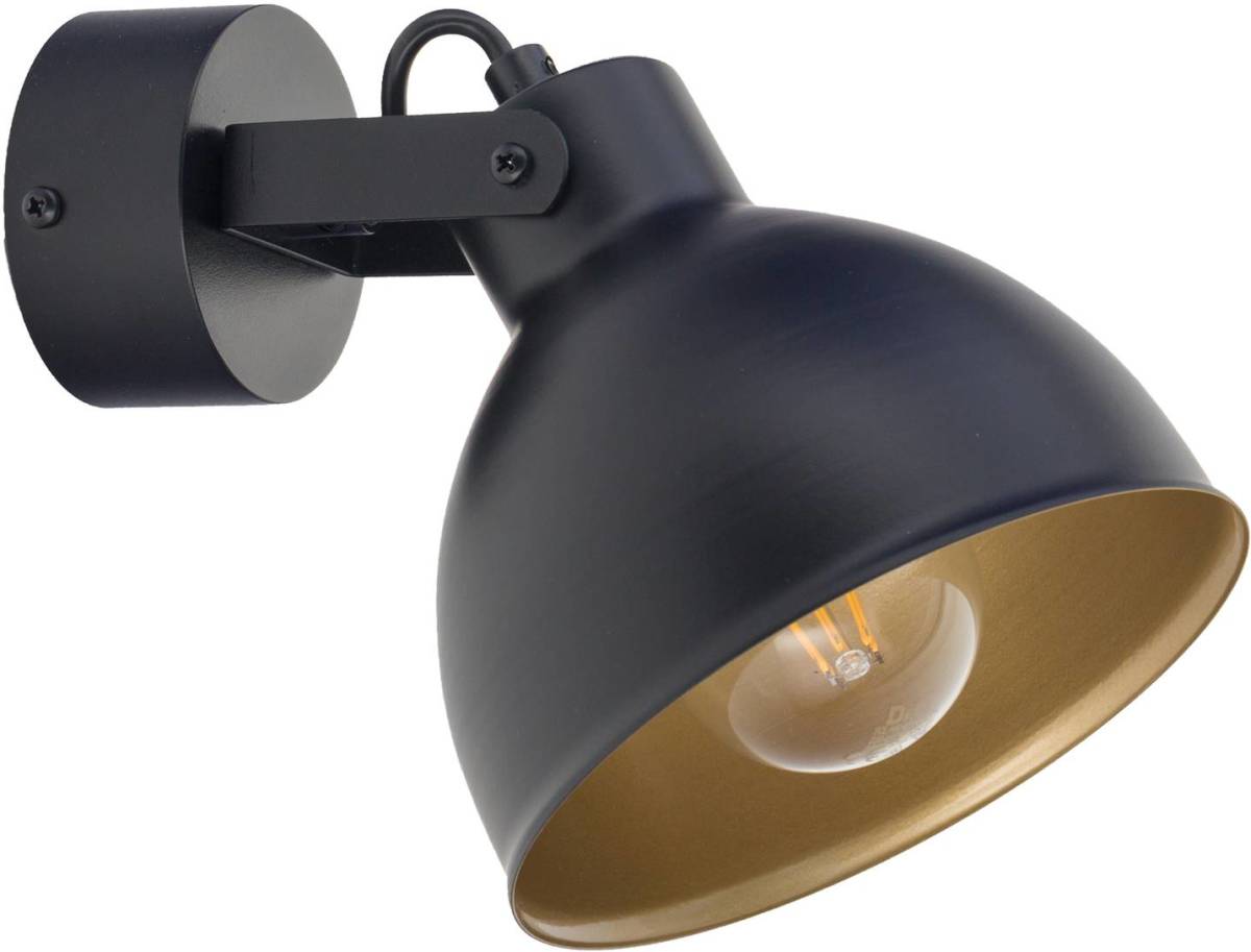 EULUNA Wandlamp Trial, kap zwenkbaar, zwart/goud