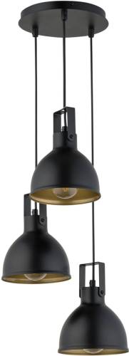 EULUNA Hanglamp Trial, 3-lamps rond zwart/goud