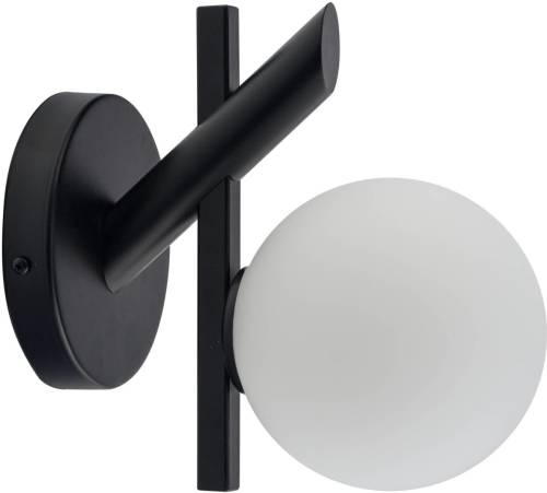 EULUNA Wandlamp Baleo, zwart/opaal, 1-lamp