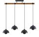 Lindby Bamila hanglamp van metaal en hout 4-lamps