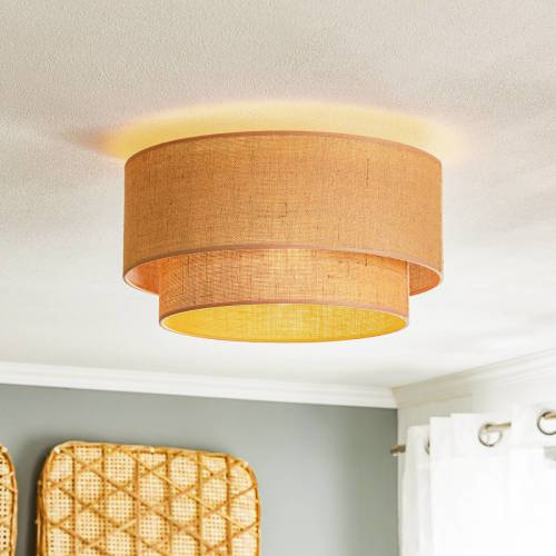 EULUNA Plafondlamp Boho jute, natuurlijk bruin, Ø45cm