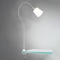 Fischer & Honsel Klemlamp Jam, kap van stof, nikkel/wit