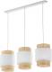 EULUNA Hanglamp Boho lineair 3-lamps wit/rotan