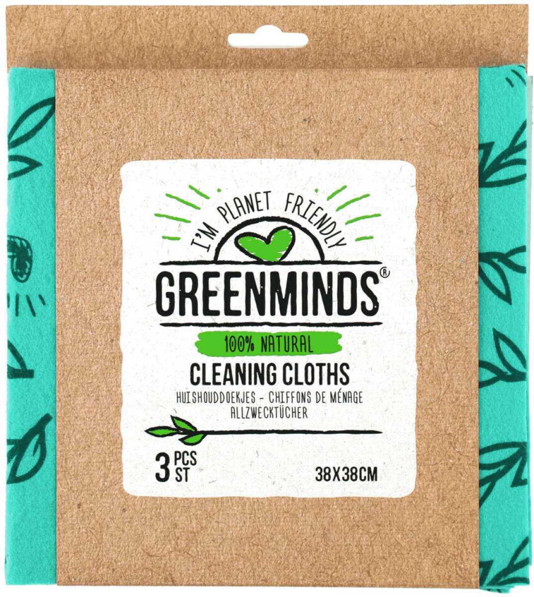 Greenminds Schoonmaakdoekjes 38x38 cm 3 stuks