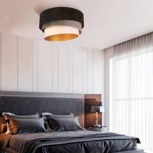 EULUNA Plafondlamp Devon, zwart/grijs/ecru/goud Ø60cm