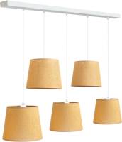 EULUNA Hanglamp Jute, natuurlijk bruin, 5-lamps lineair