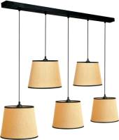 EULUNA Hanglamp jute&black bruin 5-lamps lineair