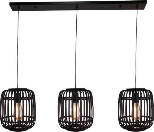 Brilliant Hanglamp Woodrow met 3 bamboe kooikappen