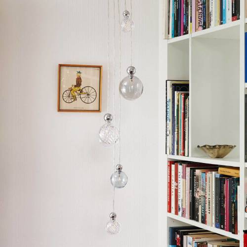 Ebb & Flow Uva M hanglamp, zilver, helder, swirl