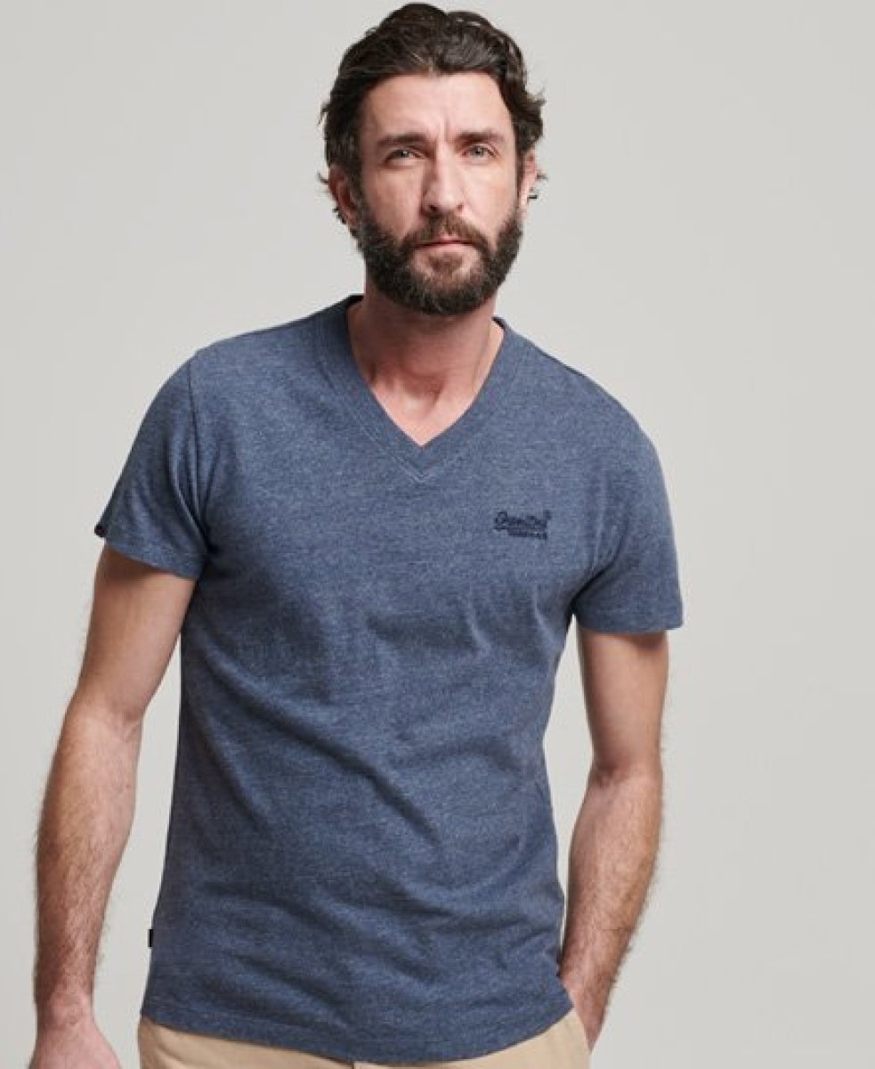 Superdry gemêleerd T-shirt van biologisch katoen navy marl