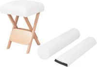 VidaXL Massagekruk met 12 cm dikke zitting en 2 bolsters inklapbaar wit