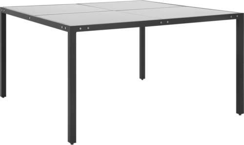 VidaXL Tuintafel 130x130x72 cm staal en glas antracietkleurig