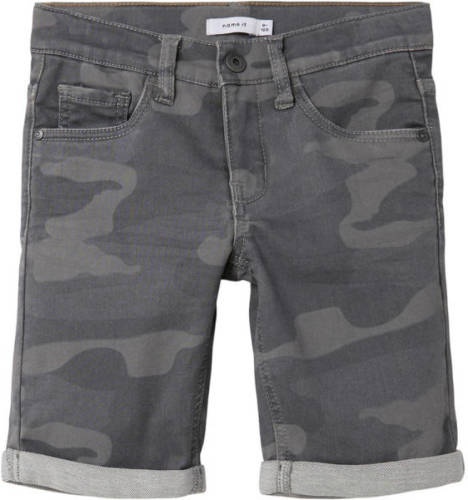 NAME IT KIDS regular fit jeans bermuda NKMTHEO met camouflageprint grijs