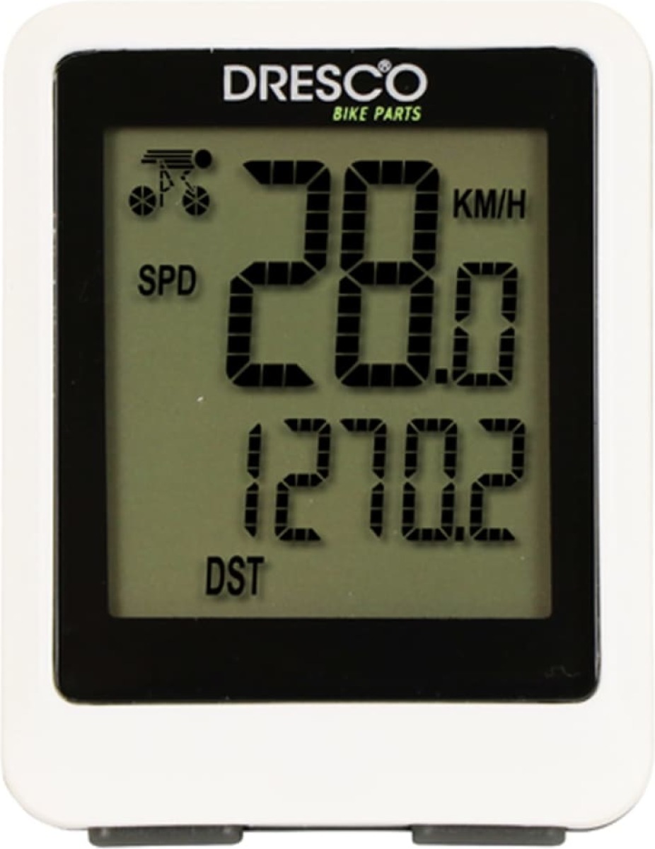 Dresco Fietscomputer met 12 functies draadloos wit