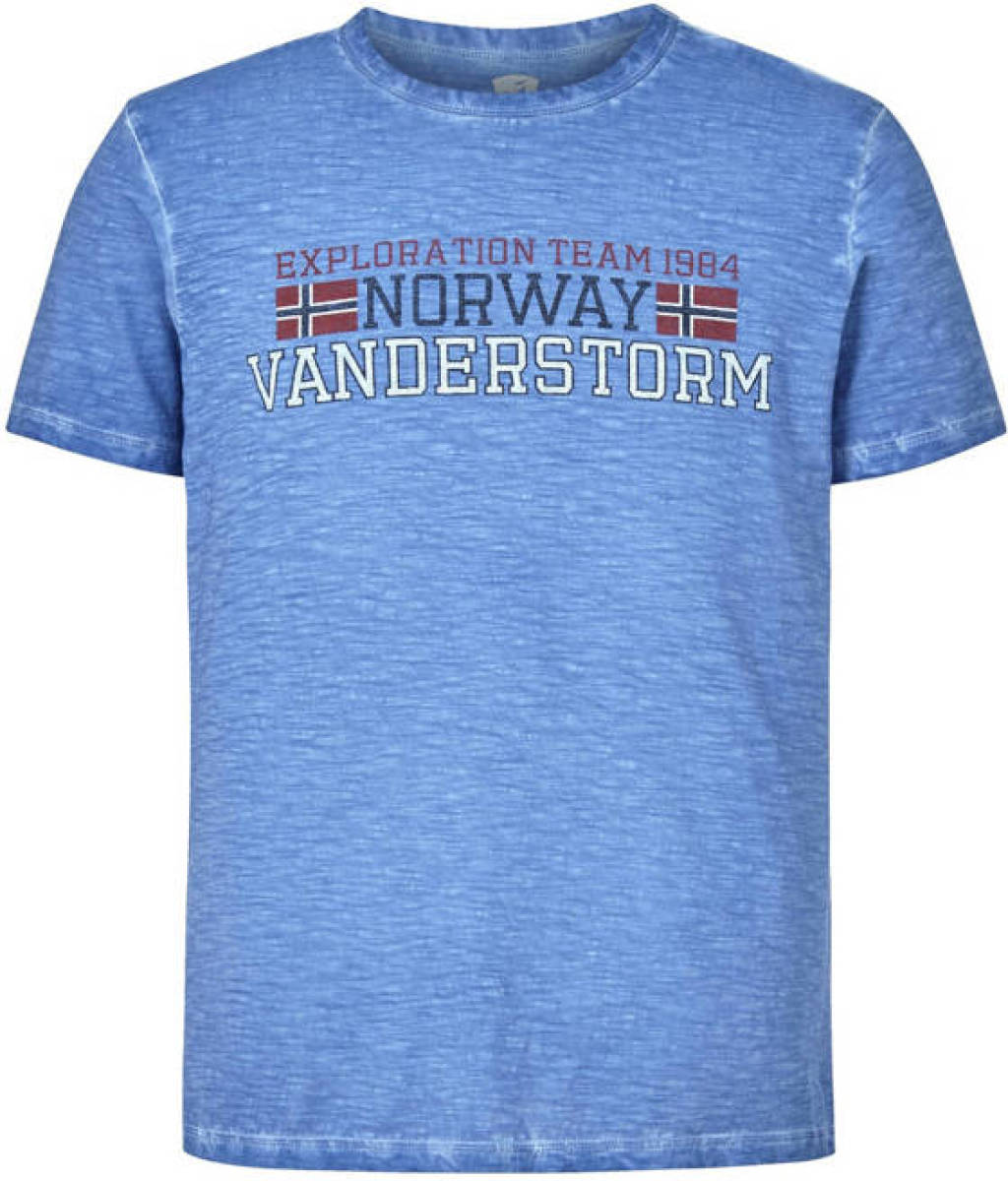 Jan Vanderstorm T-shirt DIETHELM Plus Size met tekst blauw