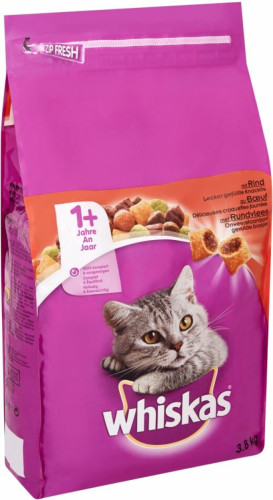 3x Whiskas Kattenvoer Adult Rund 3,8 kg