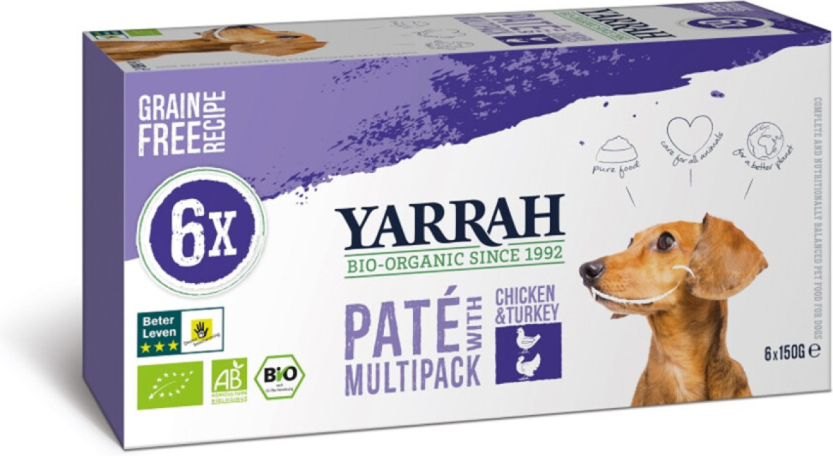 Yarrah Multipack Paté Graanvrij Kalkoen&Aloë Vera 900 gr