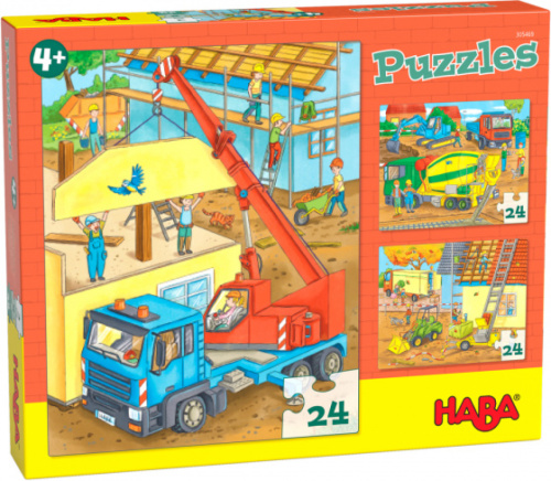 Haba legpuzzel Op De Bouwplaats 3 in 1 junior 3 x 24 stukjes