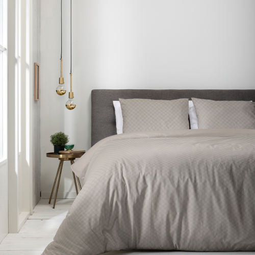 Luna Bedding Luna Embossed Chess - Taupe 2-persoons (200 x 220 cm + 2 kussenslopen) Dekbedovertrek