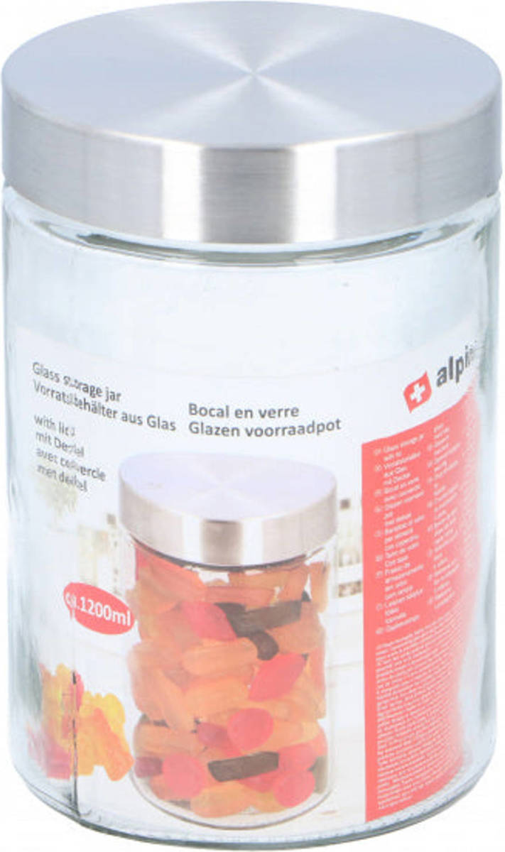 Alpina Voorraadpot 1200 Ml Aluminium/glas Zilver/transparant