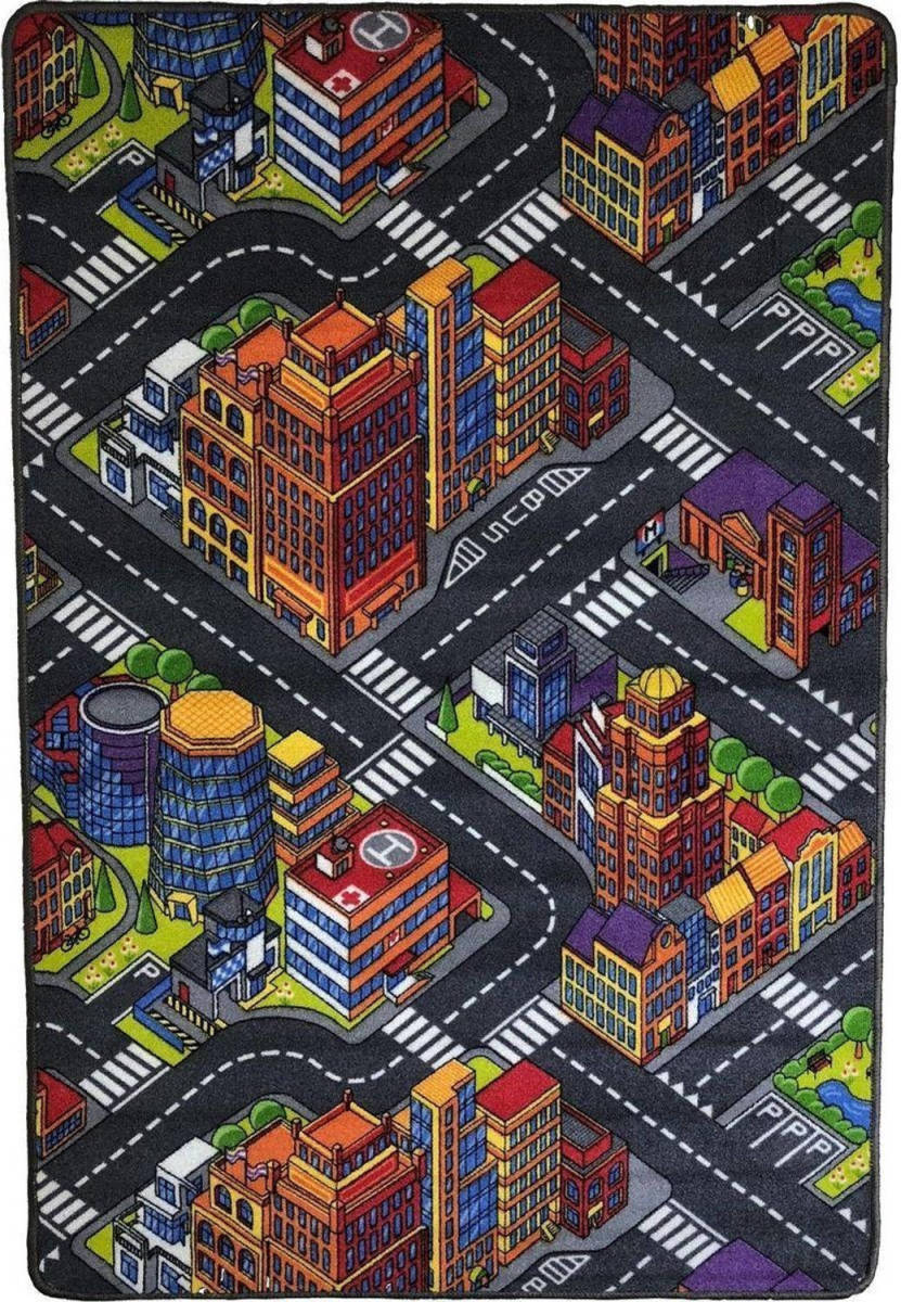Benza Speelkleed - Verkeerskleed - Speeltapijt - Stratentapijt - Smart City 100 X 150 Cm - Design 13