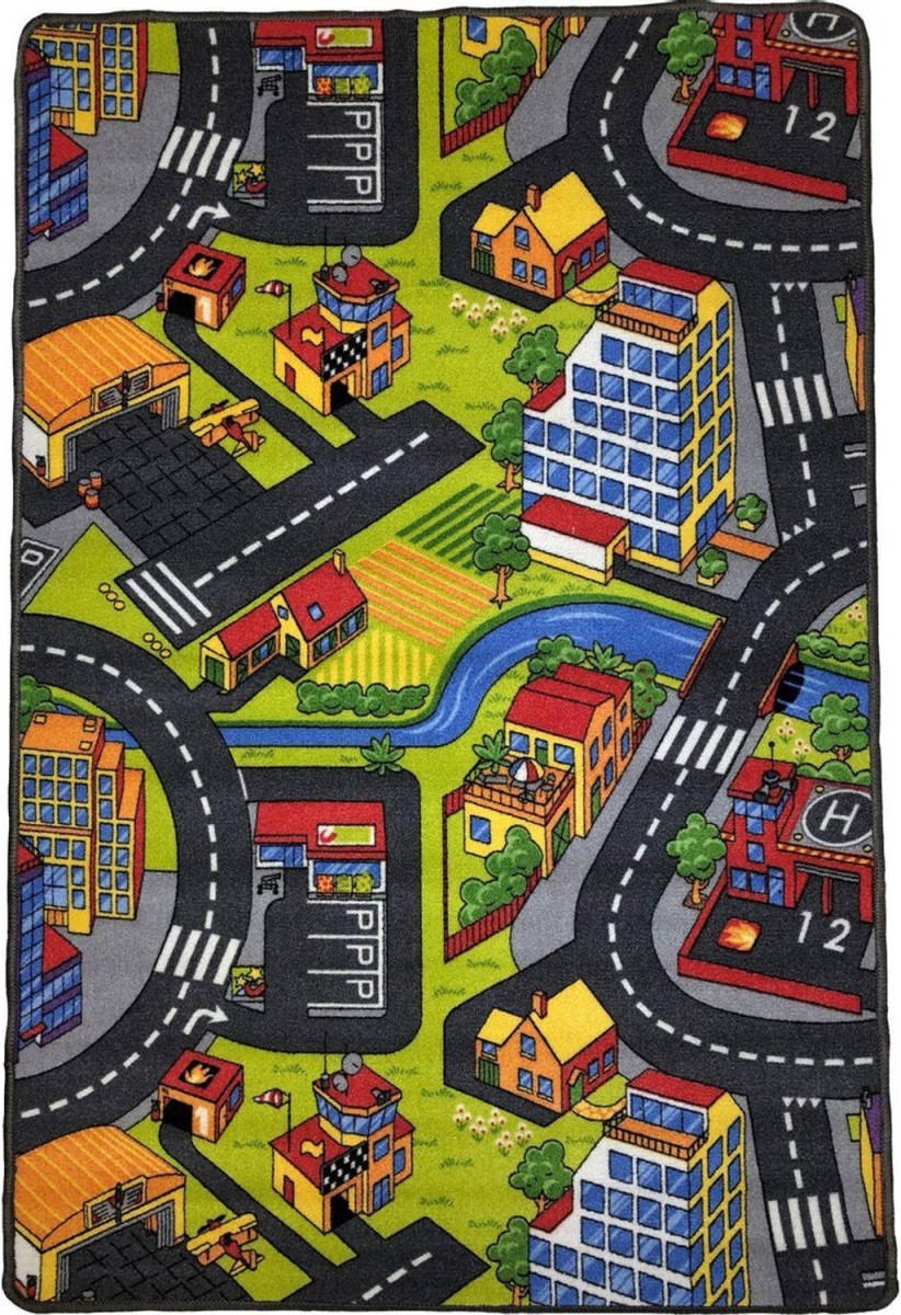 Benza Speelkleed - Verkeerskleed - Speeltapijt - Stratentapijt - Smart City 100 X 150 Cm - Design 11