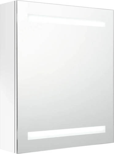VidaXL Badkamerkast Met Spiegel En Led 50x14x60 Cm Glanzend Wit