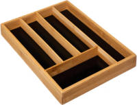 Decopatent ® Bamboe Bestekbak 5 Vaks - Besteklade Organizer Zwarte