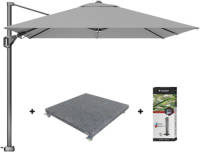Platinum Voyager Zweefparasol T2 2,7x2,7 M. - Light Grey + Voet + Hoes