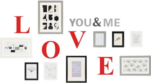 Henzo Fotolijst - Wallset - You & Me Love - Diverse Formaten - Wit - Zwart - Grijs