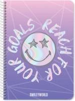 Smiley notitieboek Goals Reachout For You 30 cm papier paars