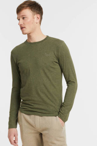 Superdry gemêleerde longsleeve thrift olive marl