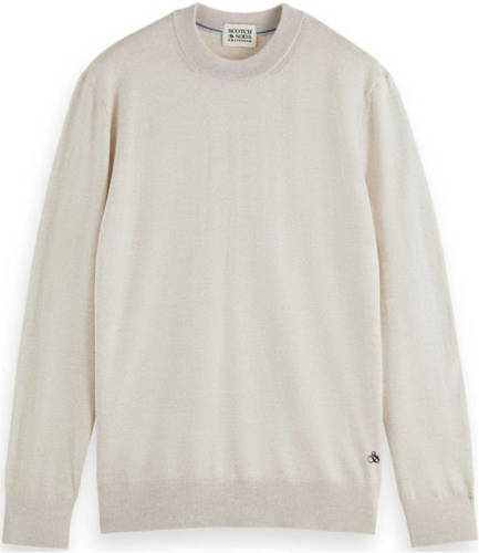 Scotch & Soda fijngebreide trui van merinowol grey melange