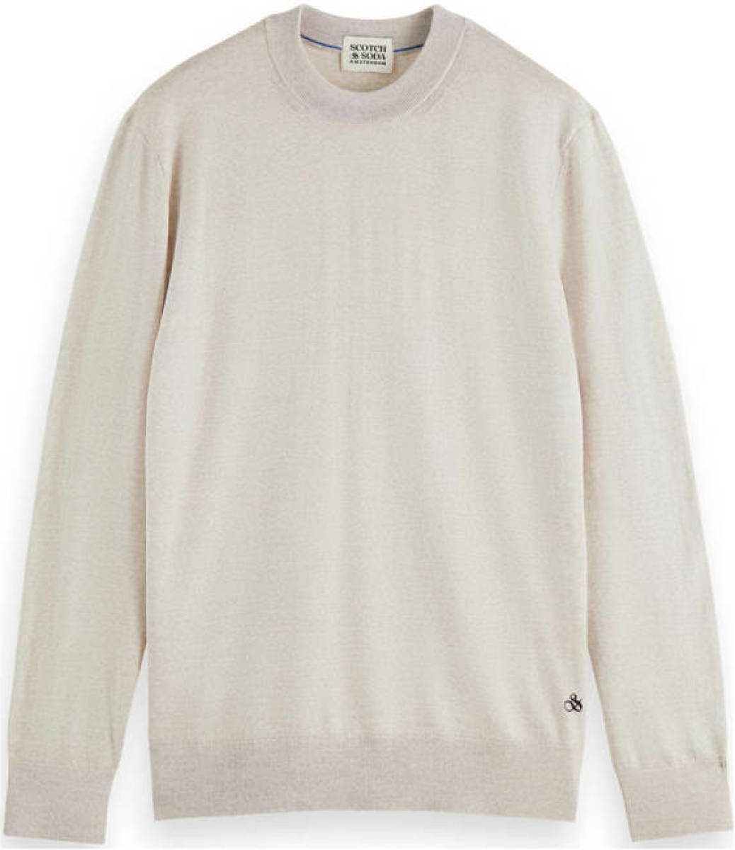 Scotch & Soda fijngebreide trui van merinowol grey melange