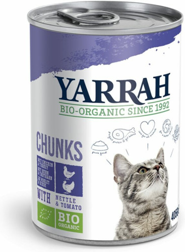 Yarrah Bio Brokjes in Saus Kattenvoer Kip - Kalkoen 405 gr