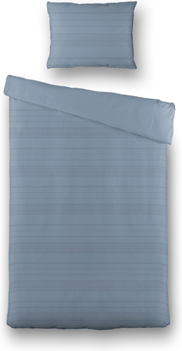 Luna Bedding Lunna Embossed Stripes - Blauw 1-persoons (140 x 220 cm + 1 kussensloop) Dekbedovertrek