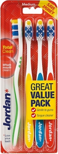 Jordan Tandenborstel Total Clean Medium 4-pack 4 stuks