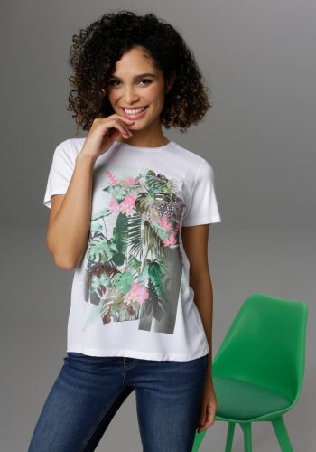 Aniston CASUAL T-shirt Frontprint met junglemotief - NIEUWE COLLECTIE